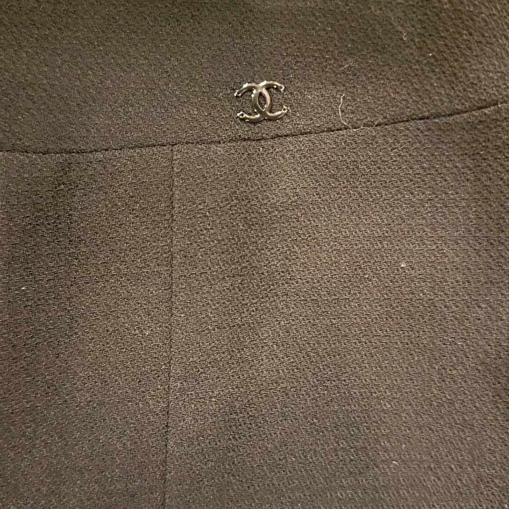 Chanel Tweed Black Wool Silk Lined Pencil Skirt Vintage Size 38 P21856